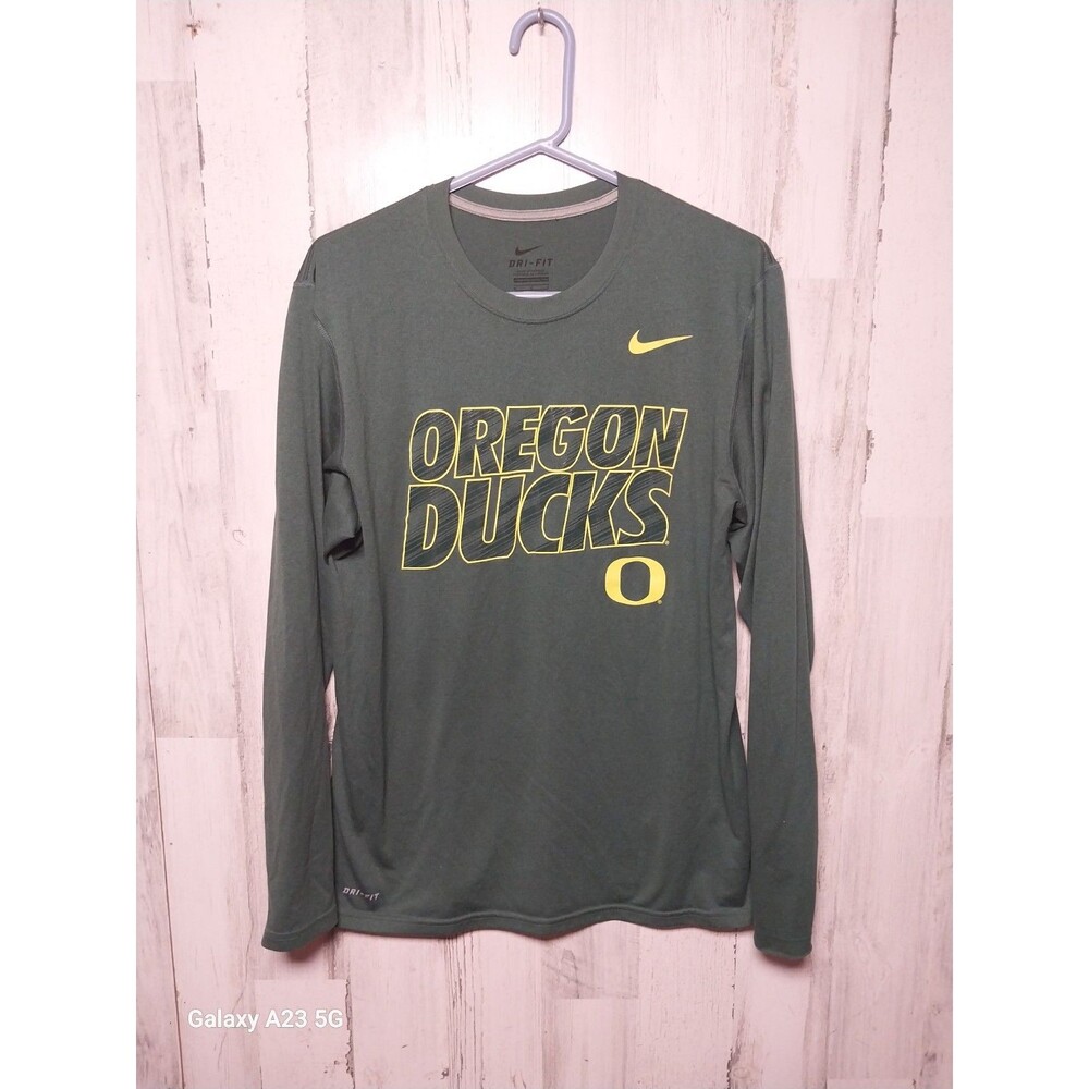 Nike Oregon Ducks Shirt Mens Medium Green Spellout Dri Fit